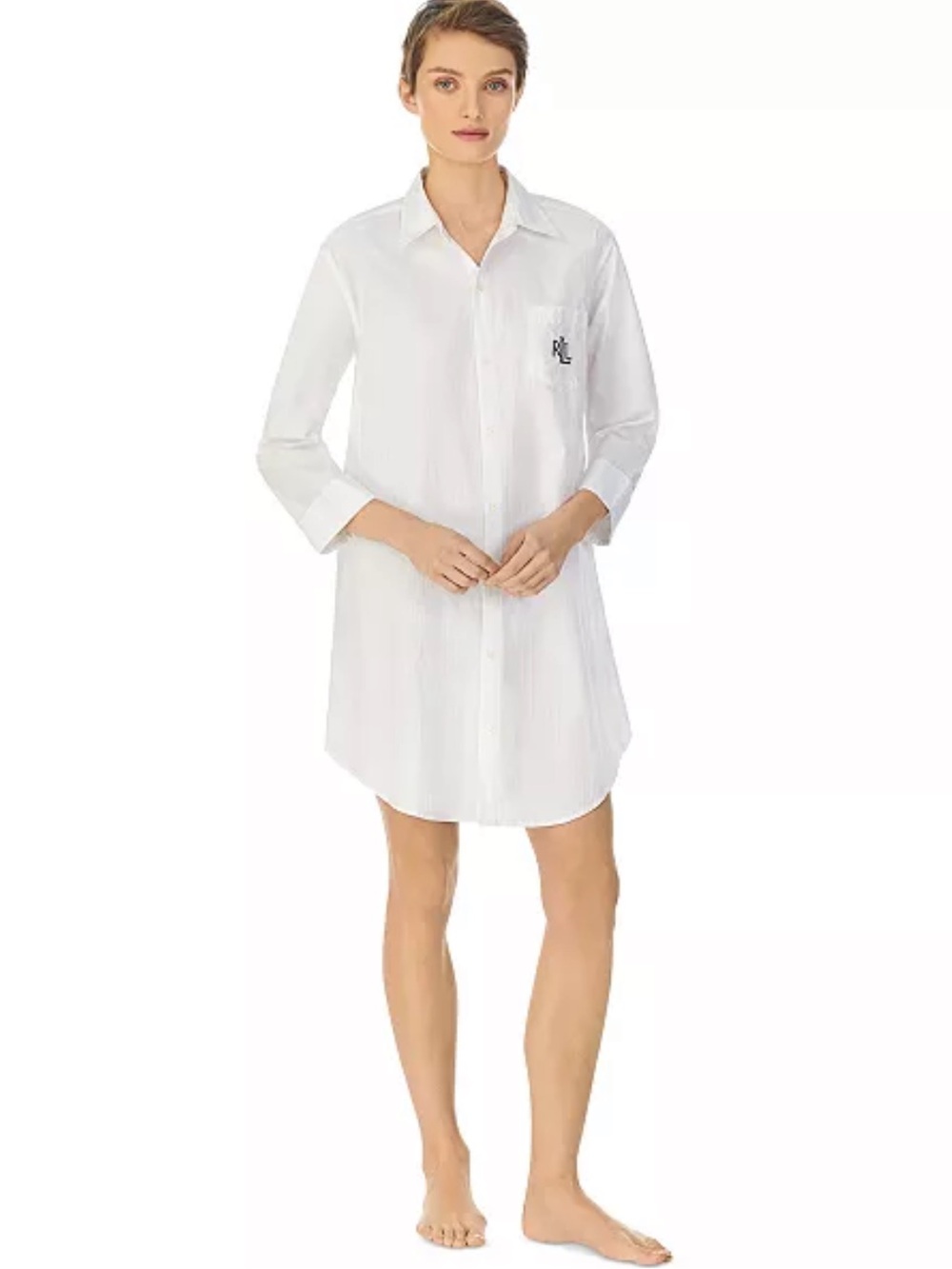 Ralph Lauren White Embroidered Pocket Button-Up Shirt